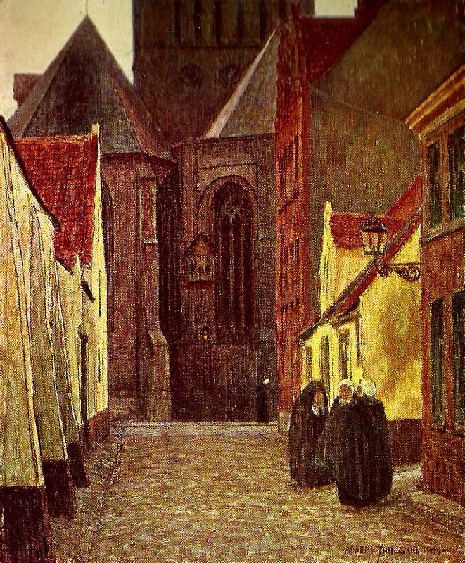 anders trulson rue st. gilles, brugge Norge oil painting art